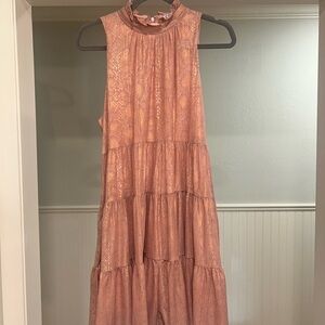 TCEC Pink Tiered Ruffled Maxi Sundress